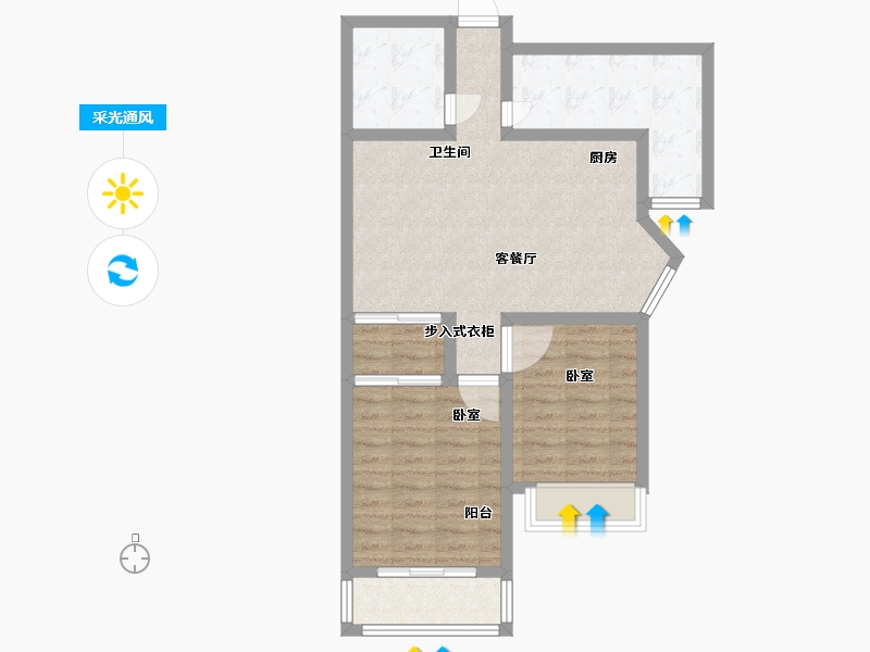 河北省-邯郸市-永华新城-74.54-户型库-采光通风