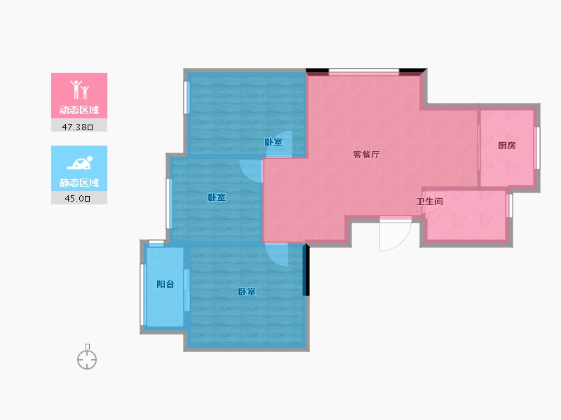 浙江省-宁波市-钟山香榭湾-84.37-户型库-动静分区