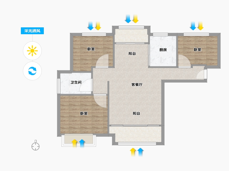 山东省-济南市-绿地新里梵尔赛公馆-87.01-户型库-采光通风