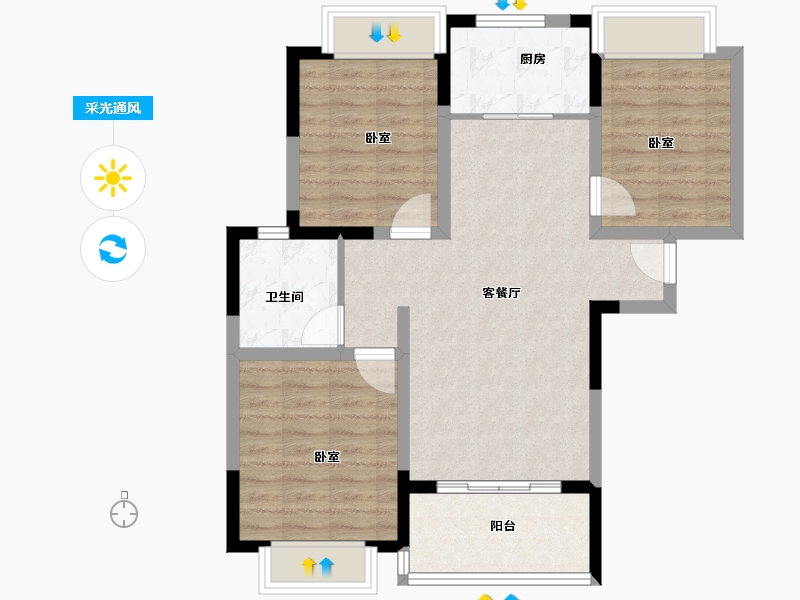 福建省-泉州市-永春宝龙城市广场-78.00-户型库-采光通风