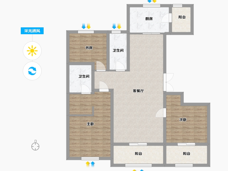 山东省-青岛市-保利漫月山-108.80-户型库-采光通风