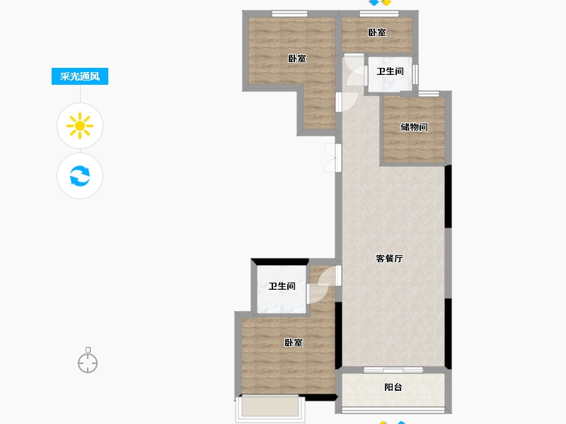 河北省-唐山市-唐山新世界中心-81.35-户型库-采光通风