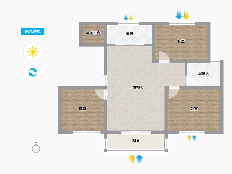 安徽省-池州市-福达园-87.00-户型库-采光通风