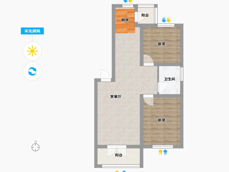 黑龙江省-哈尔滨市-滨才星城-57.85-户型库-采光通风