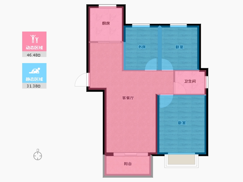 江苏省-徐州市-金色雅筑-69.82-户型库-动静分区