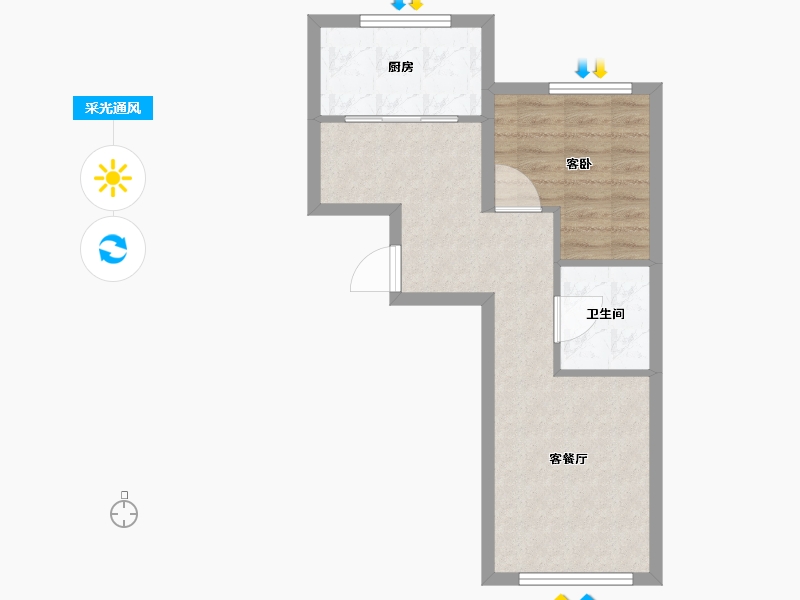 河北省-邯郸市-远洋·新兴公馆-46.59-户型库-采光通风