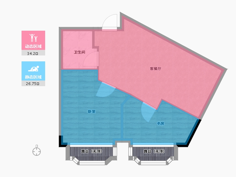 浙江省-杭州市-香山四季公馆-60.00-户型库-动静分区