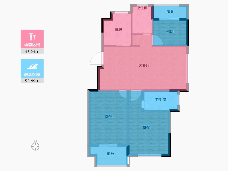 浙江省-宁波市-兆通一品-95.00-户型库-动静分区