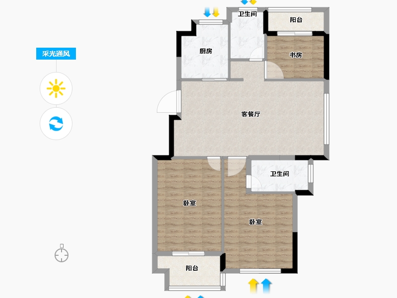 浙江省-宁波市-兆通一品-95.00-户型库-采光通风