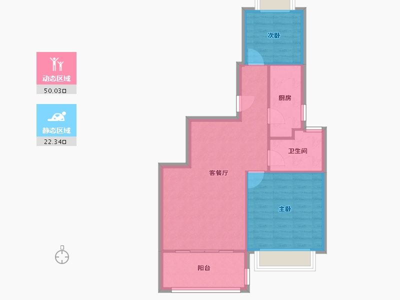 陕西省-西安市-锦绣天下-65.62-户型库-动静分区