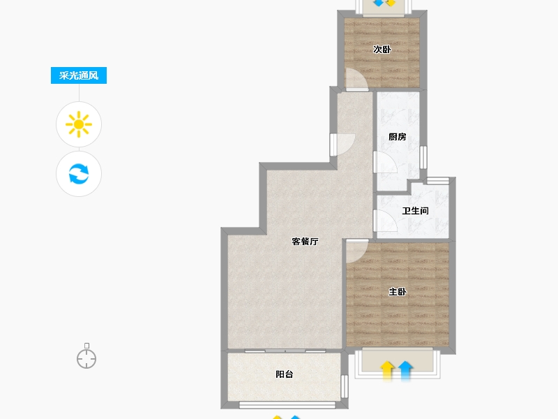 陕西省-西安市-锦绣天下-65.62-户型库-采光通风