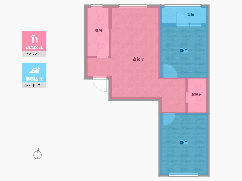 辽宁省-抚顺市-抚顺巴塞-62.53-户型库-动静分区