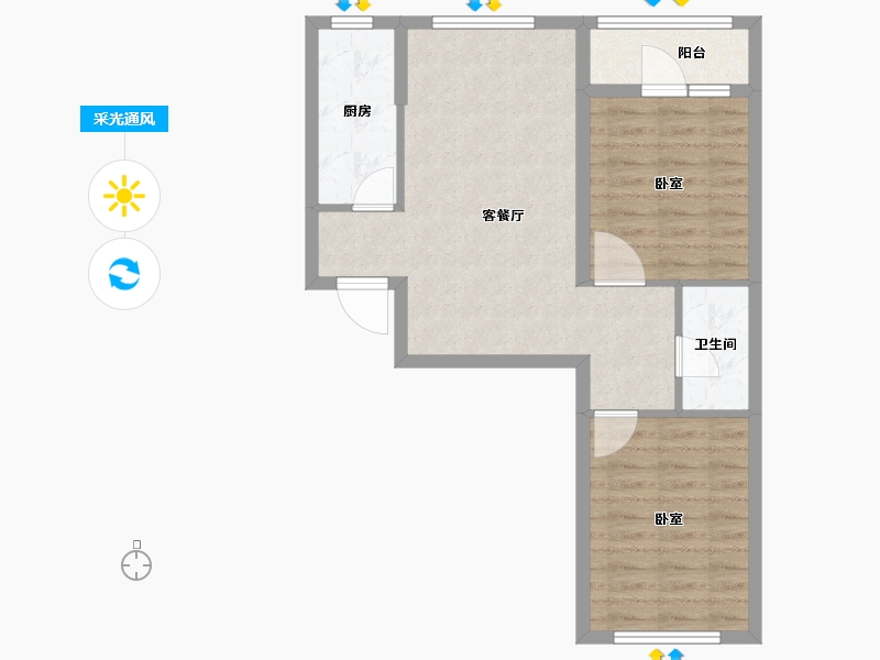 辽宁省-抚顺市-抚顺巴塞-62.53-户型库-采光通风