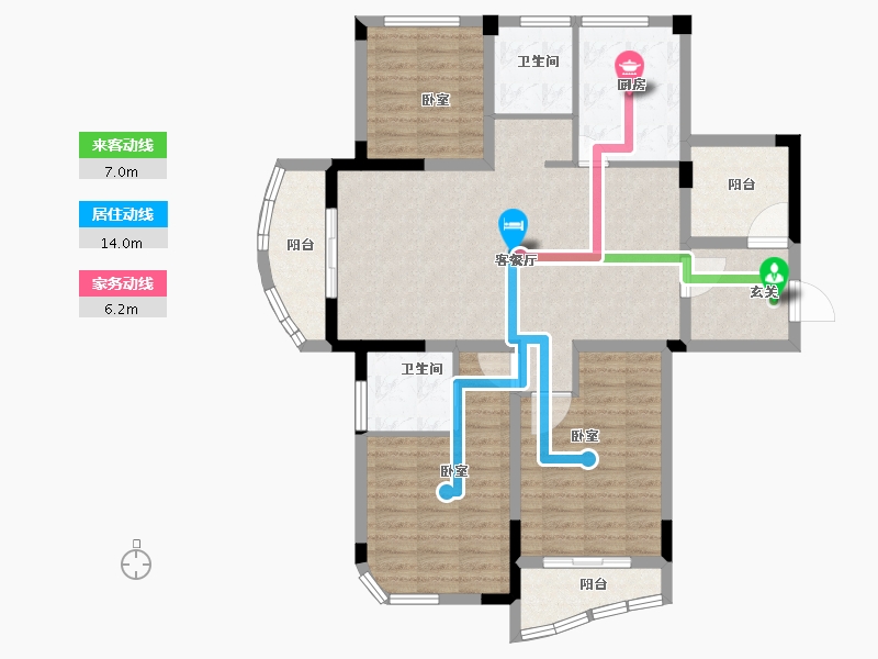 浙江省-杭州市-林溪闲庭-105.66-户型库-动静线