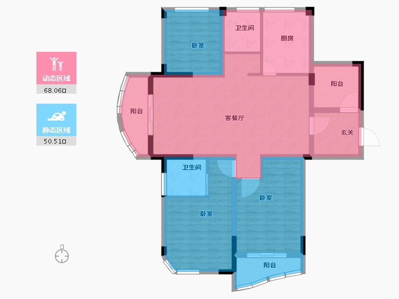 浙江省-杭州市-林溪闲庭-105.66-户型库-动静分区