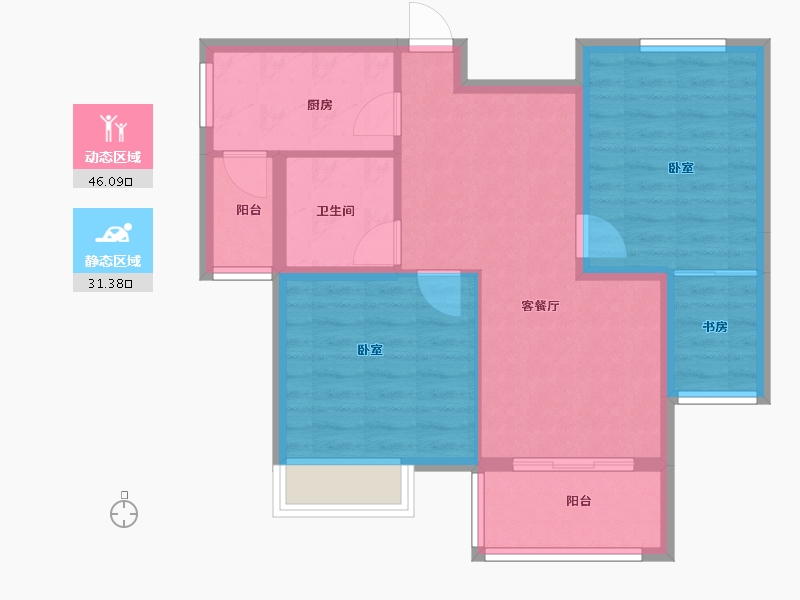 浙江省-绍兴市-华锦锦园-69.00-户型库-动静分区