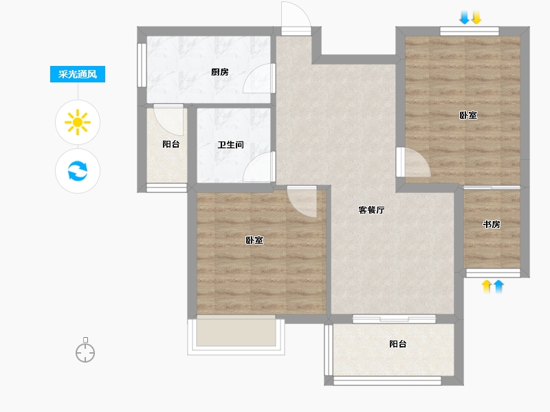 浙江省-绍兴市-华锦锦园-69.00-户型库-采光通风