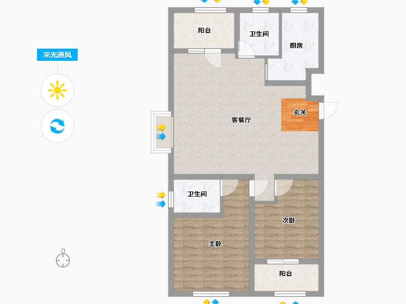 山东省-青岛市-新都心苑-86.39-户型库-采光通风