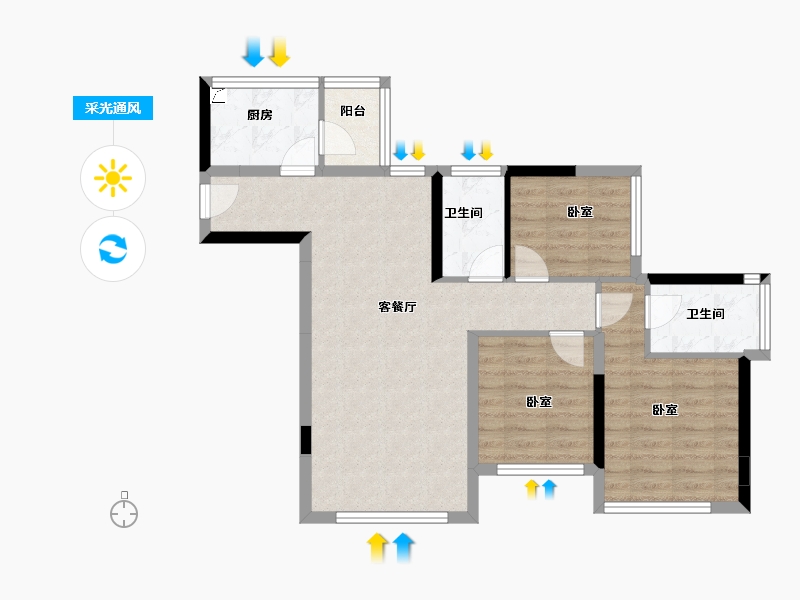 四川省-巴中市-泰诚国际社区-74.19-户型库-采光通风