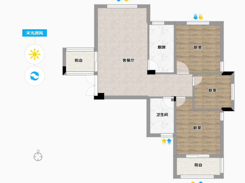 浙江省-杭州市-恒厚阳光城-74.31-户型库-采光通风