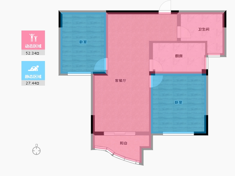 浙江省-杭州市-林溪闲庭-71.00-户型库-动静分区