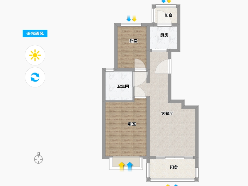 河北省-唐山市-名仕雅居-64.10-户型库-采光通风