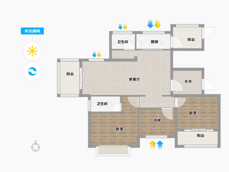 江苏省-盐城市-俊知香槟公馆-112.49-户型库-采光通风