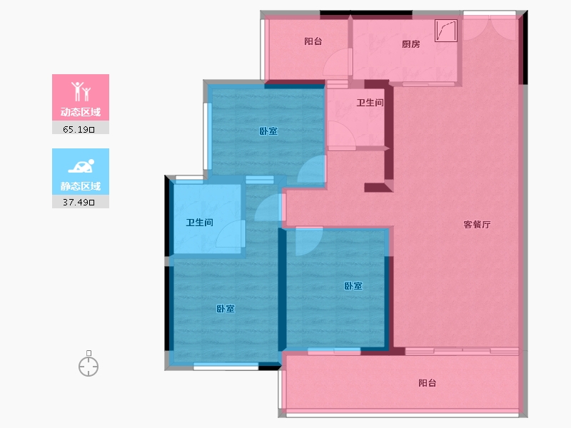 四川省-宜宾市-中铁·卓越城-90.98-户型库-动静分区