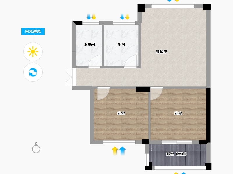 浙江省-杭州市-恒厚阳光城-66.00-户型库-采光通风