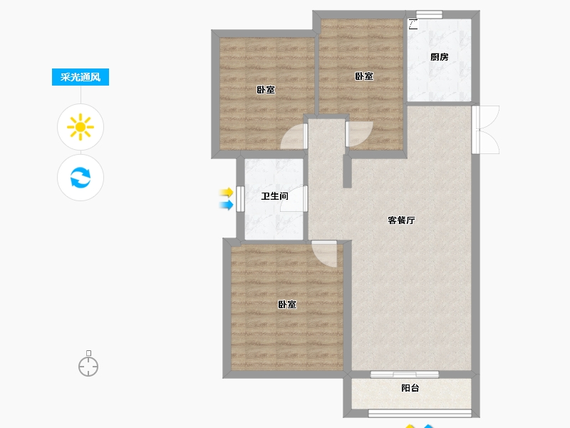 辽宁省-大连市-金海国际花园-83.99-户型库-采光通风