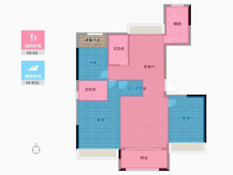 浙江省-宁波市-锦绣江南-106.00-户型库-动静分区