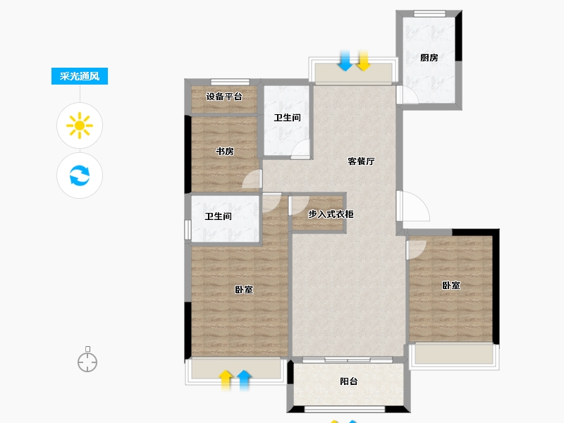 浙江省-宁波市-锦绣江南-106.00-户型库-采光通风