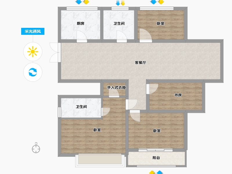 浙江省-嘉兴市-开元名都-114.00-户型库-采光通风