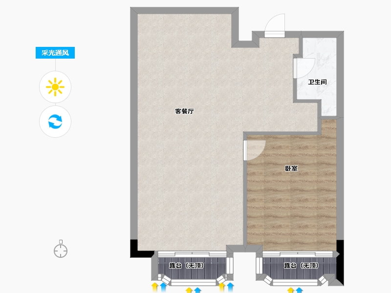 浙江省-杭州市-香山四季公馆-64.00-户型库-采光通风