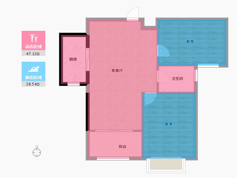 山东省-济南市-银丰唐郡荷花园-69.17-户型库-动静分区