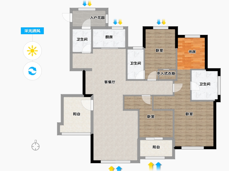 浙江省-宁波市-锦港府-140.00-户型库-采光通风