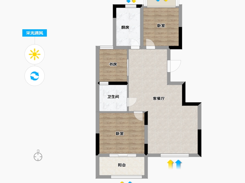 浙江省-嘉兴市-塞纳蓝湾-68.00-户型库-采光通风