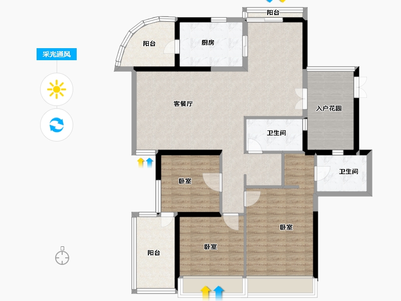 江苏省-南京市-星雨华府-117.45-户型库-采光通风