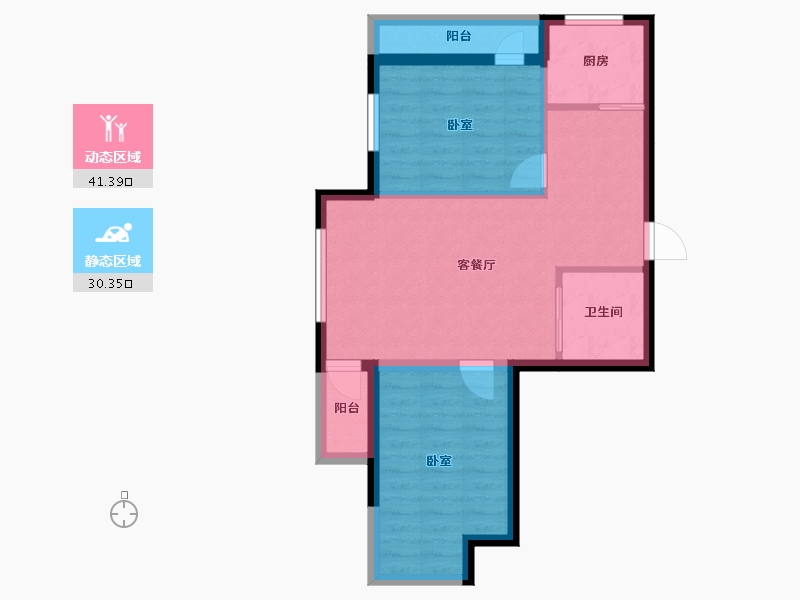 辽宁省-抚顺市-中环天地-64.00-户型库-动静分区