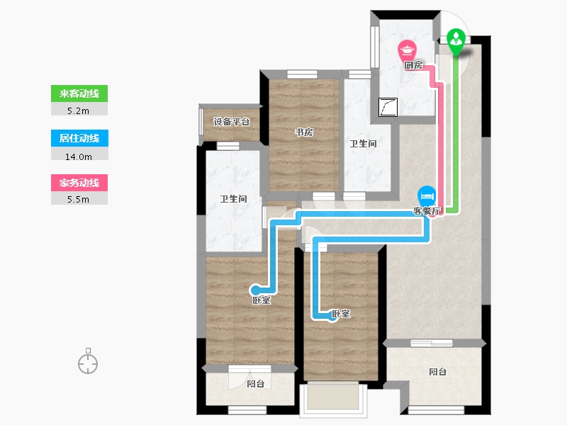 浙江省-嘉兴市-开元名都-71.00-户型库-动静线