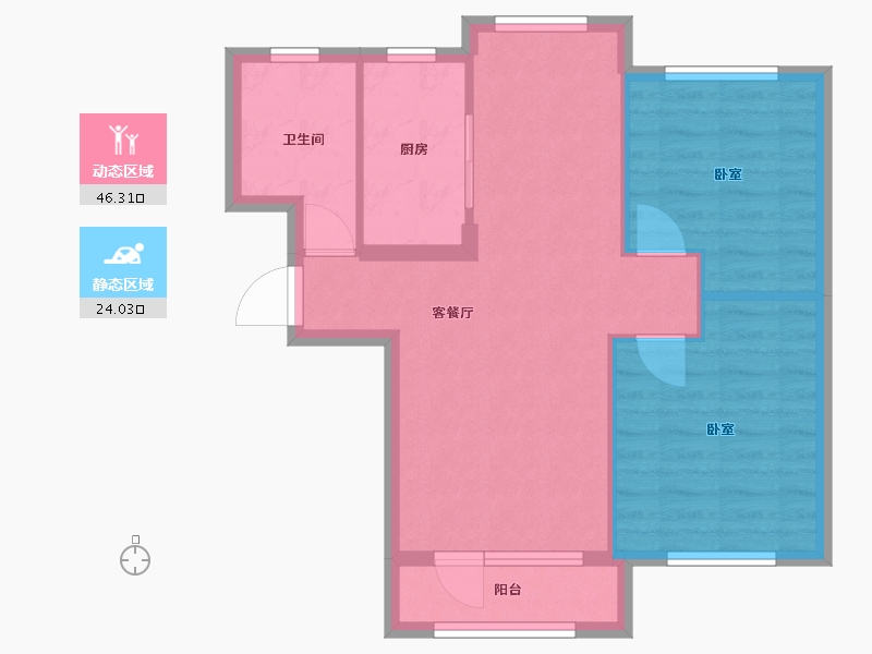 辽宁省-大连市-鸿玮澜山二期和院-63.10-户型库-动静分区