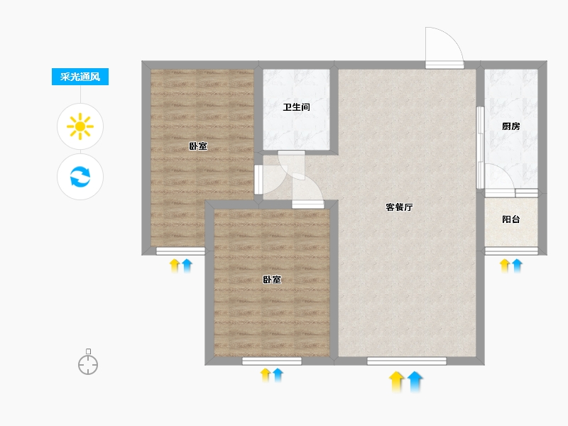 河北省-唐山市-八方紫金御苑-80.00-户型库-采光通风