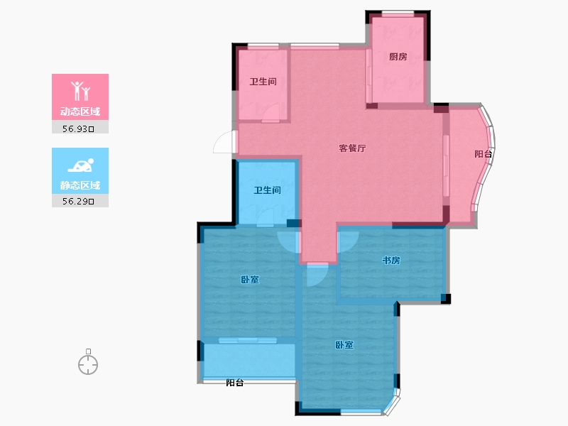 浙江省-杭州市-林溪闲庭-101.34-户型库-动静分区