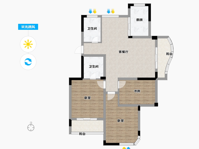 浙江省-杭州市-林溪闲庭-101.34-户型库-采光通风