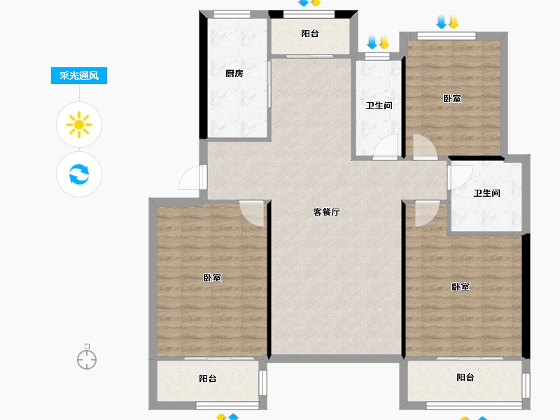 山东省-济南市-银丰唐郡荷花园-114.78-户型库-采光通风