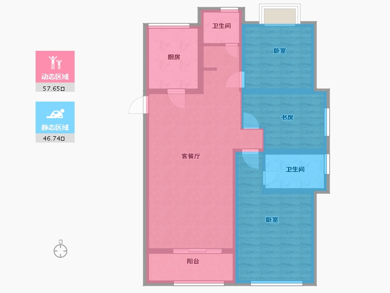 浙江省-嘉兴市-四季香榭-93.00-户型库-动静分区