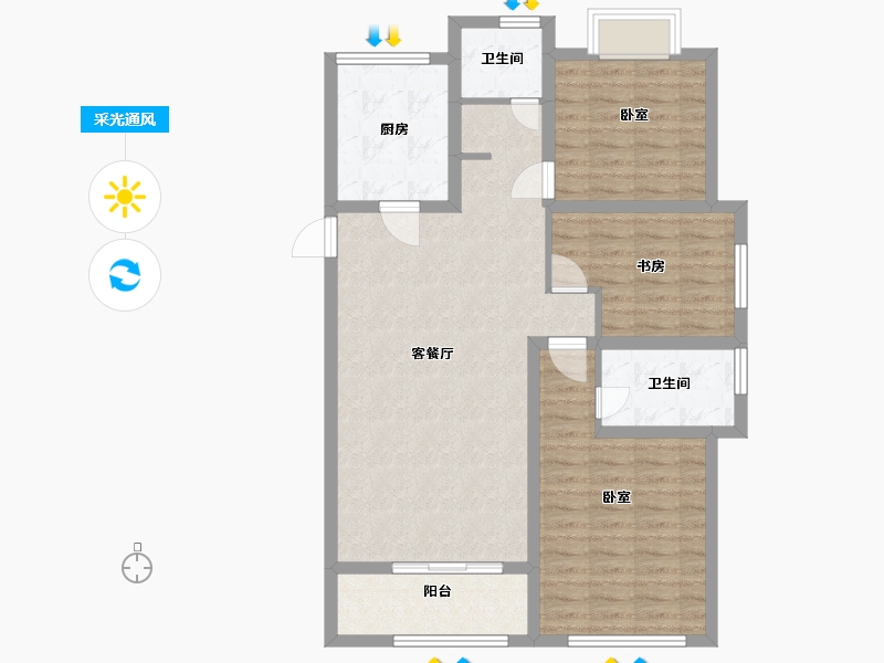 浙江省-嘉兴市-四季香榭-93.00-户型库-采光通风