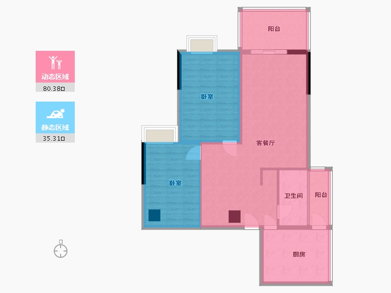 浙江省-嘉兴市-民欣花苑-104.00-户型库-动静分区