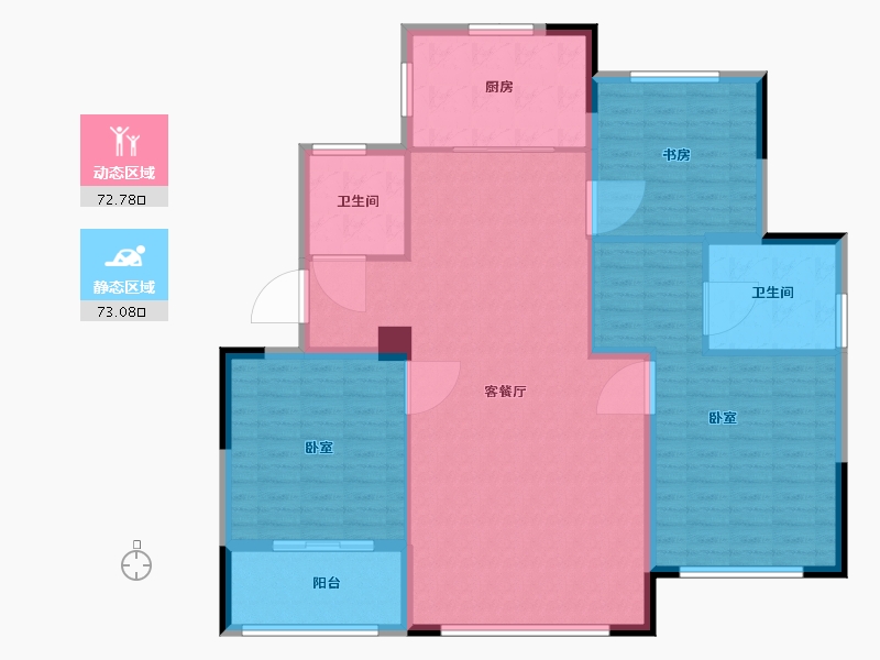 浙江省-宁波市-雅戈尔明洲-134.01-户型库-动静分区