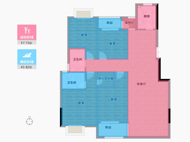 浙江省-宁波市-紫东名府-110.00-户型库-动静分区